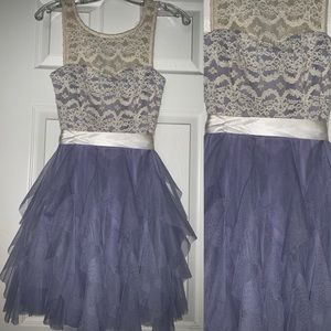 Purple Lilac Frilly Lace Dress with Bow on Back